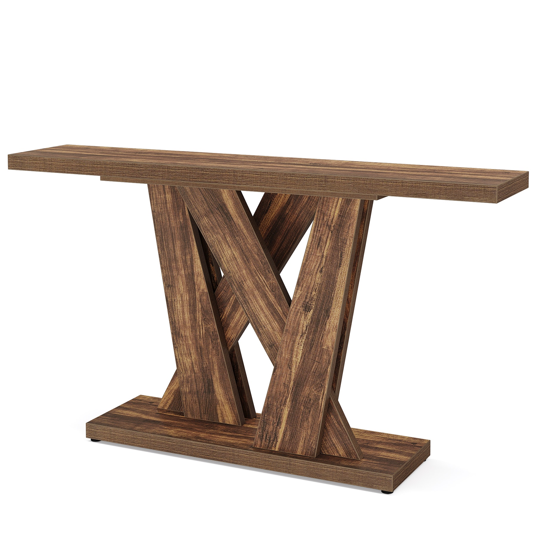 Console Table, Farmhouse Entryway Table With Geometric Base_voghion.com
